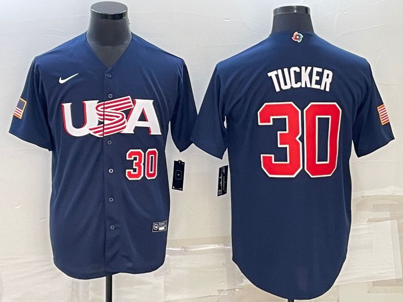 Men 2023 World Cub USA #30 Tucker Blue Nike MLB Jersey->more jerseys->MLB Jersey